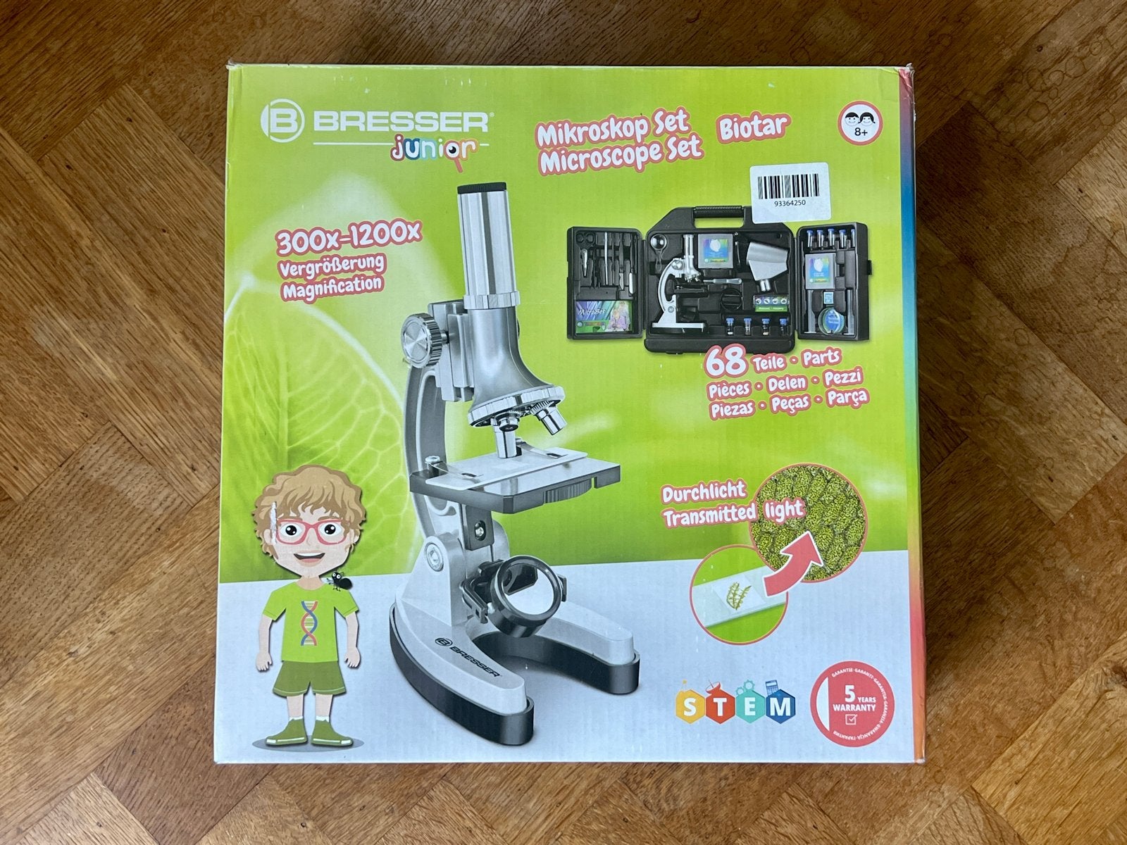 BRESSER JUNIOR Microscoop set 300x-1200x met koffer, Audio, Tv en Foto, Optische apparatuur | Microscopen, Ophalen of Verzenden