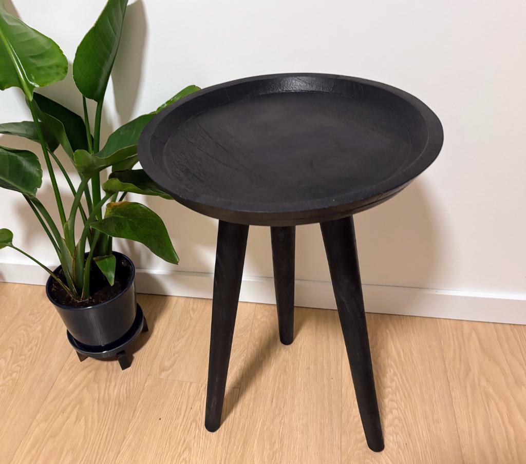 Nieuw Leen Bakker Basel bijzettafel zwart mangohout, Huis en Inrichting, Tafels | Bijzettafels, Minder dan 55 cm, Rond, Nieuw