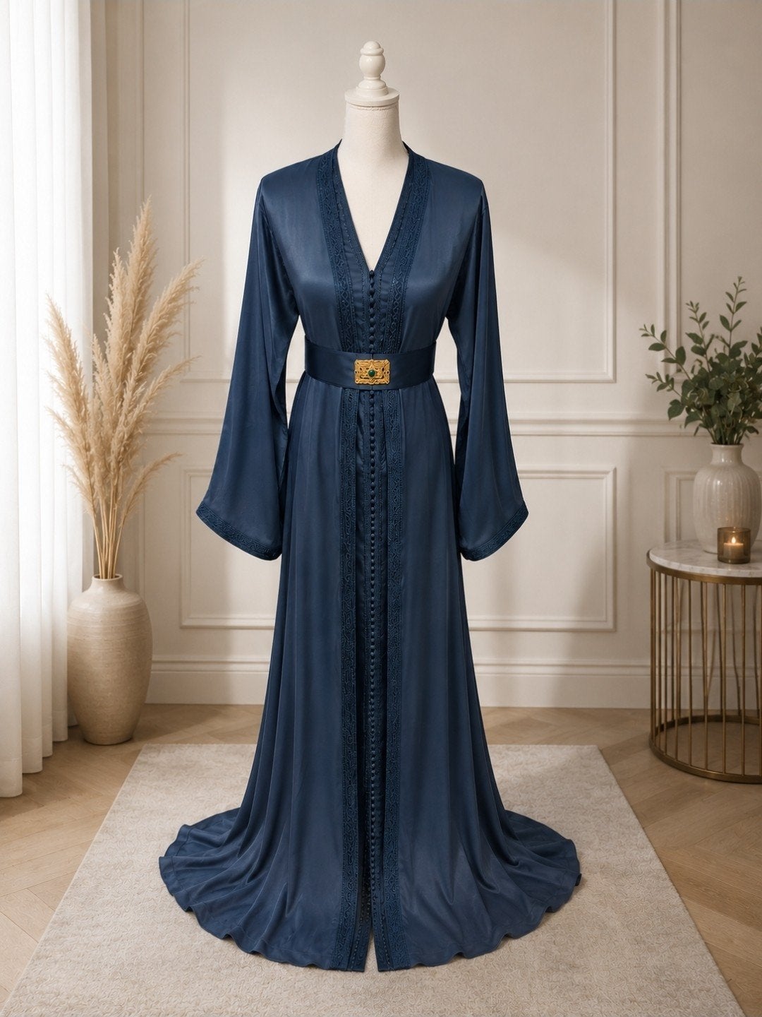 Blauwe Marokkaanse jurk (takchita), Maat 38/40 (M), Blauw, Nieuw, Ophalen of Verzenden