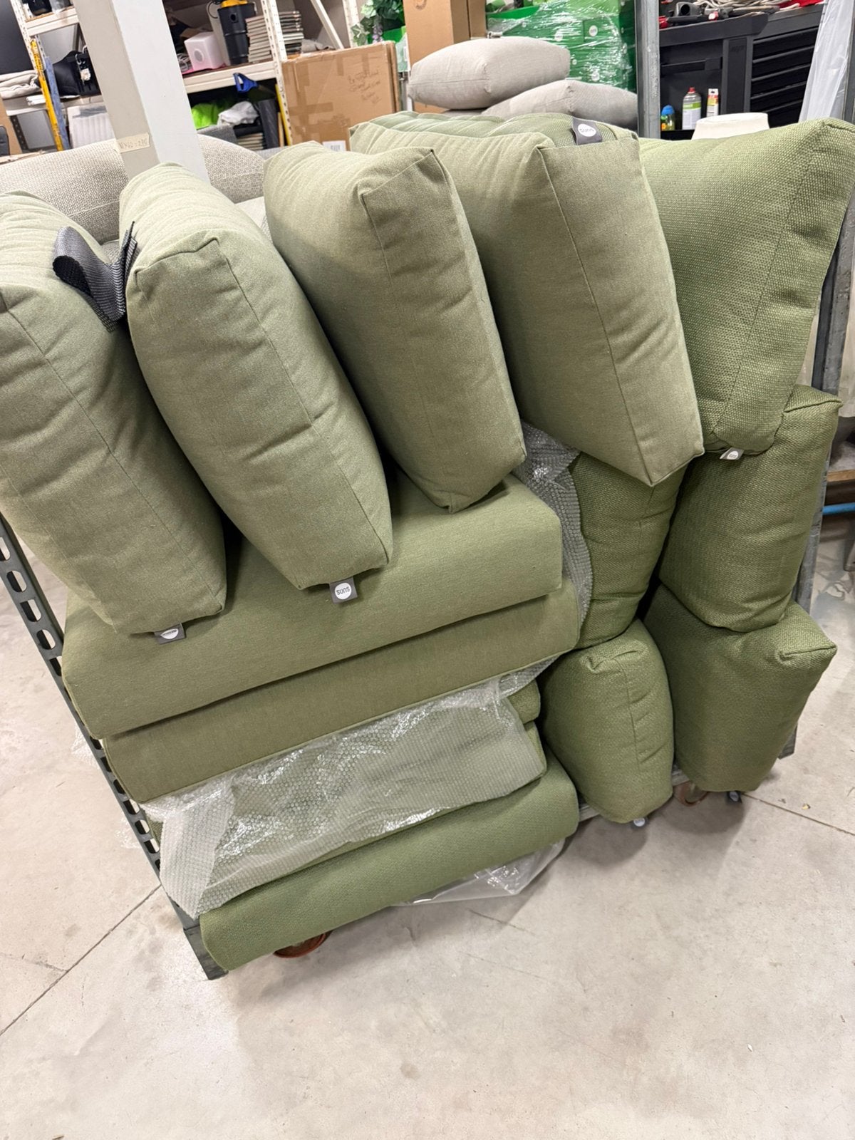 Partij SUNS loungeset kussens mixed weave en sunbrella green, Ophalen, Roystore.nl@gmail.com, Nieuw, Suns