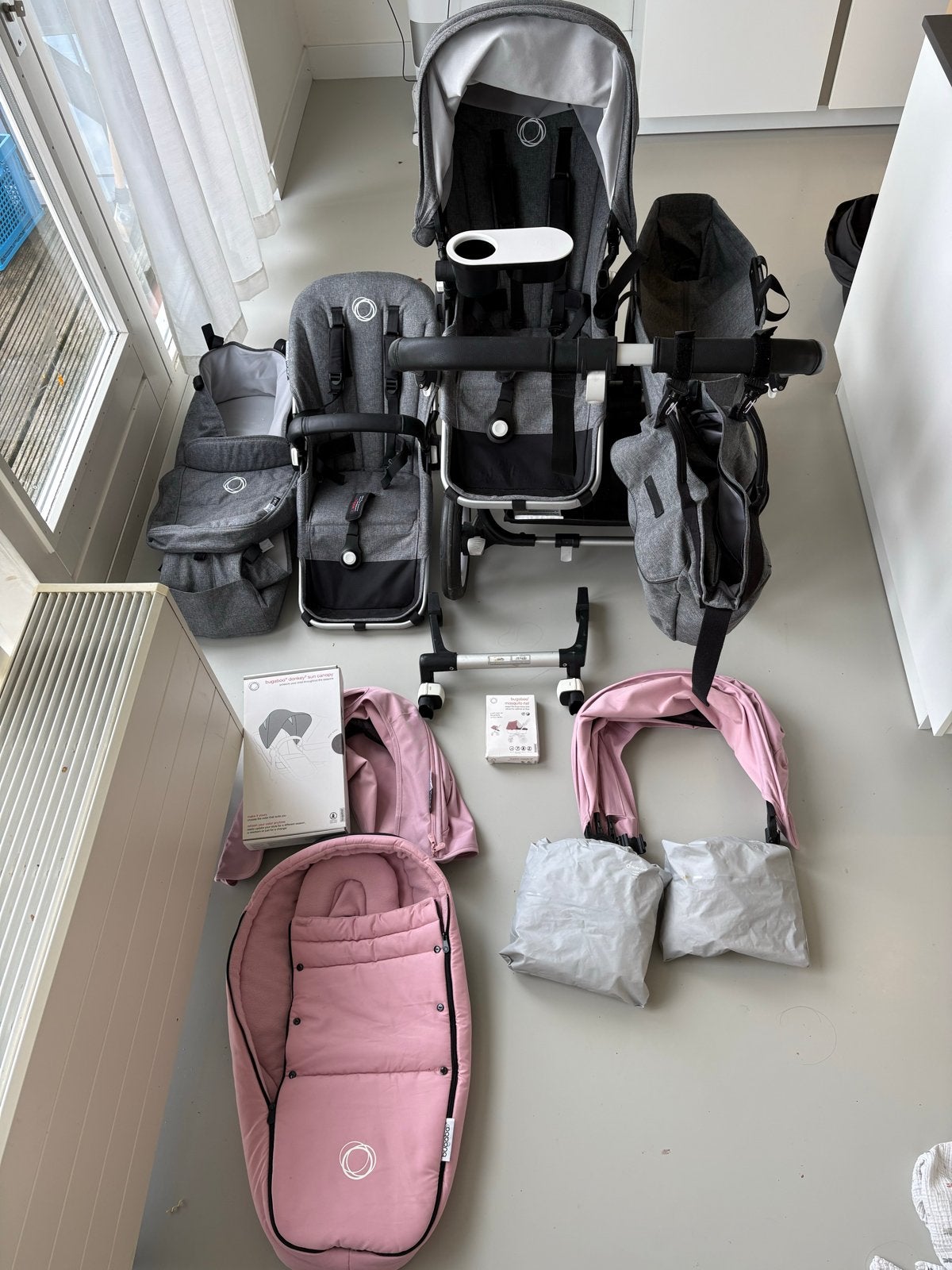 Bugaboo Donkey 3 Duo kinderwagen met accessoires, Kinderen en Baby's, Kinderwagens en Combinaties, Ophalen, Zo goed als nieuw