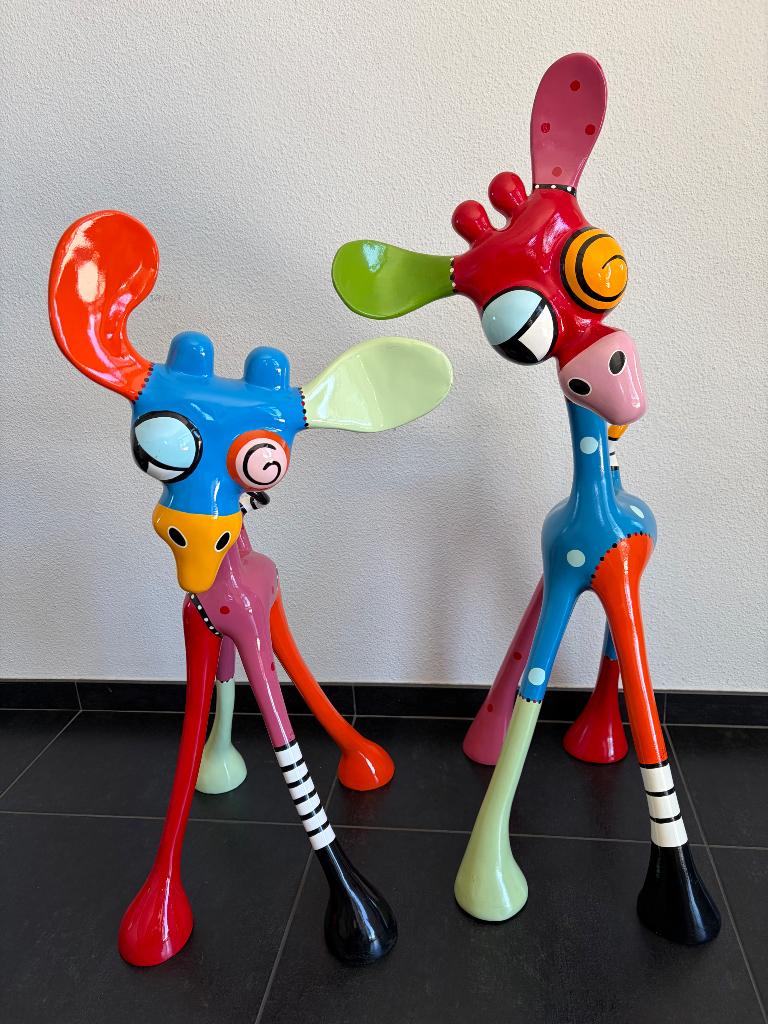 Dip en Dap giraffen beelden Jacky Zegers, Ophalen, 50 - 100 cm, Zoogdier, Beeld