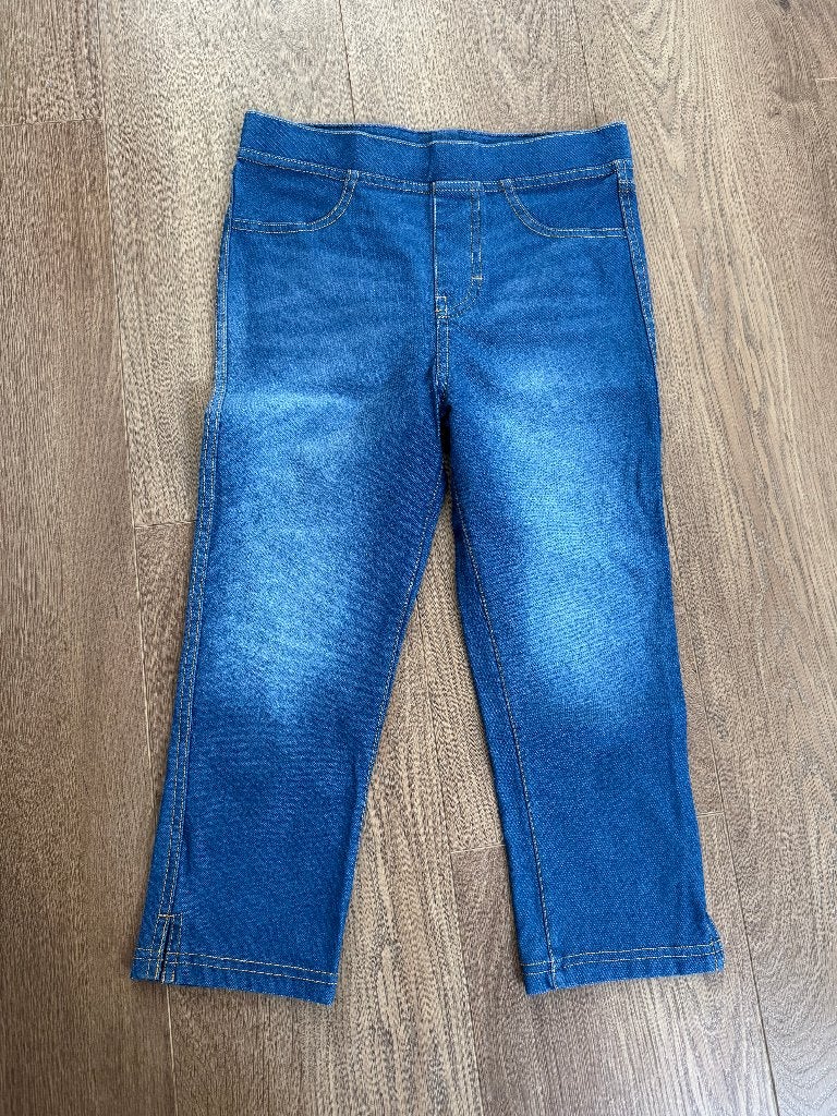 Blauwe capri tregging / jeans legging maat 146 van H&M, Kinderen en Baby's, Broek, Meisje, H&M, Ophalen of Verzenden