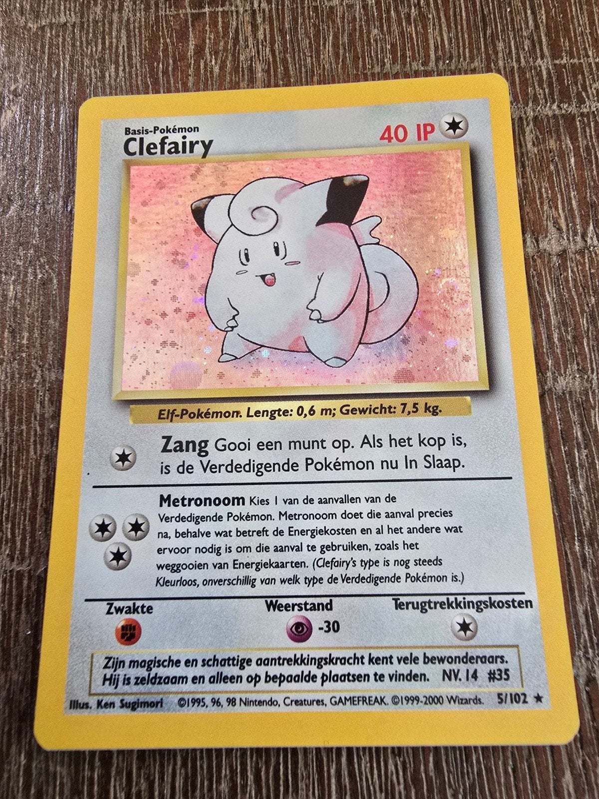 Pokemon kaart Clefairy 5/102 Holo (Nederlands), Ophalen, Gebruikt, Losse kaart, Foil