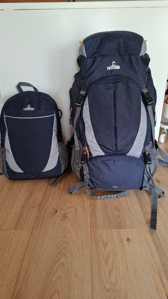 NOMAD backpack 55l + afneembare daypack, Ophalen of Verzenden, Zo goed als nieuw, Rugzak