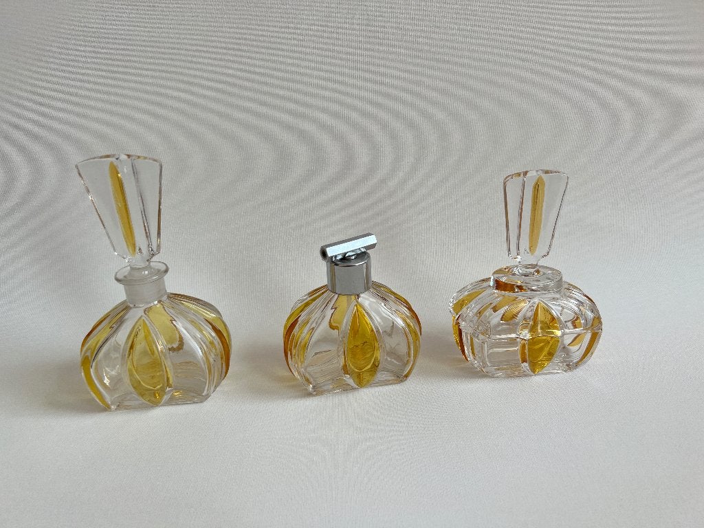 Vintage toilettafel glas parfum fles pot boudoir badkamer, Ophalen of Verzenden