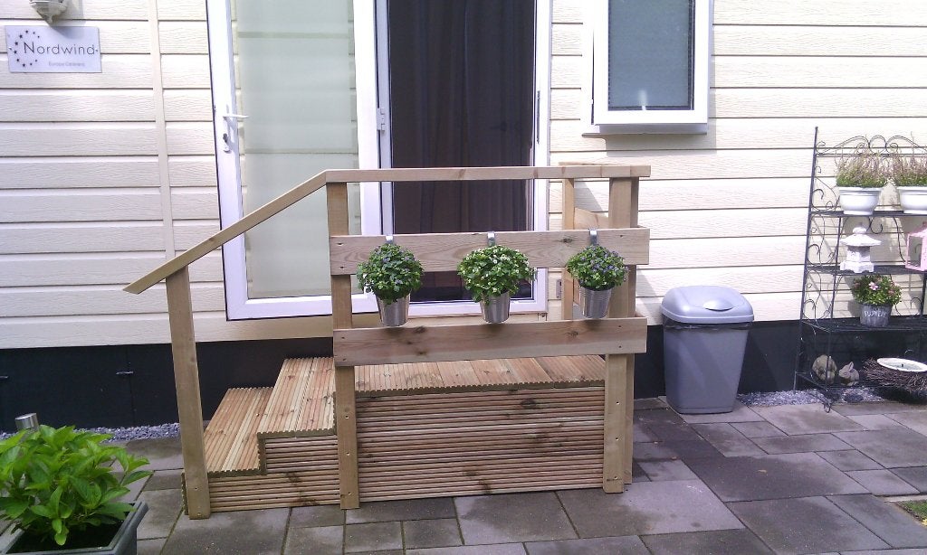 Robuuste opstap met bordes voor caravan, chalet, tinyhouse.., Ophalen of Verzenden, Nieuw