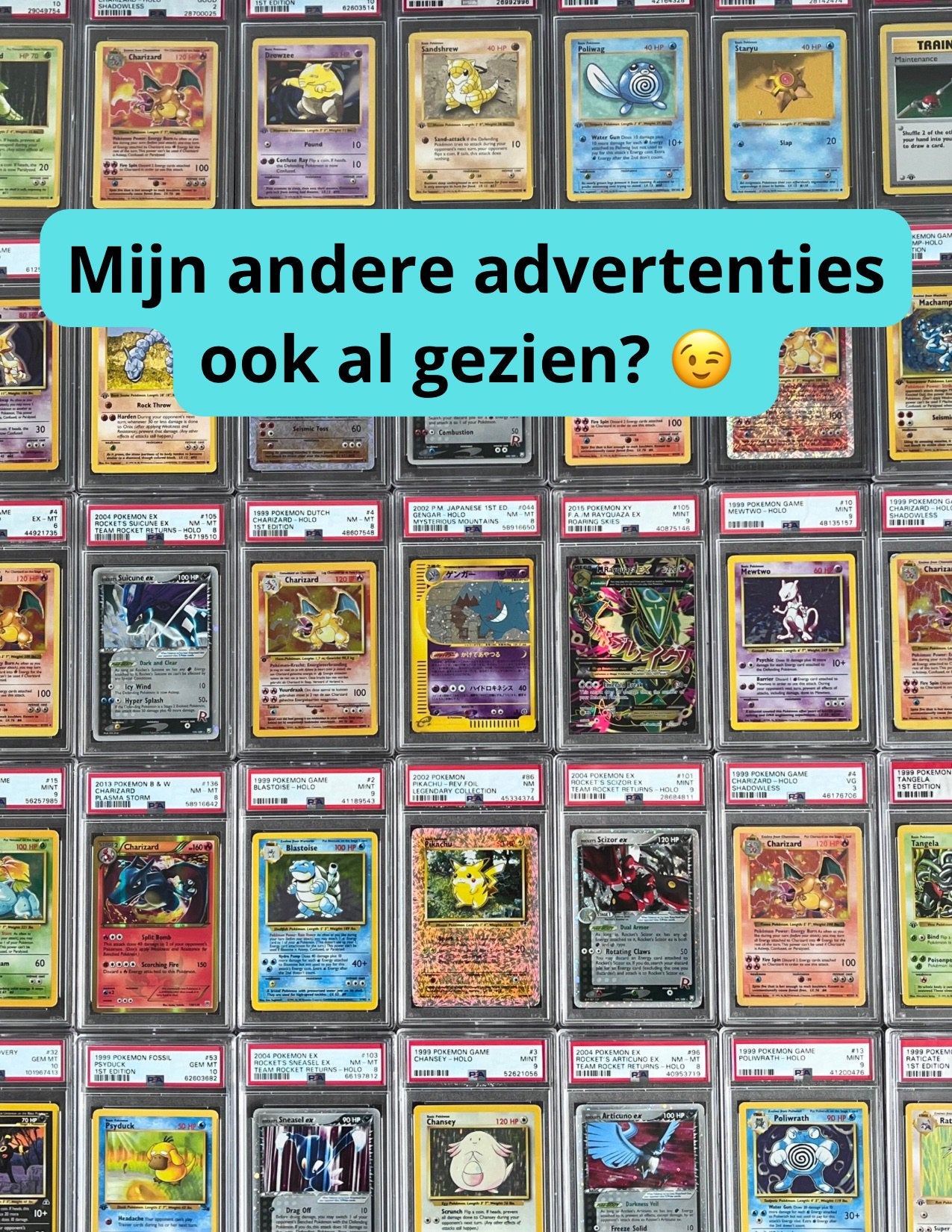 Pokémon PSA 8 1st edition Dutch Mewtwo Holo #10 Base set, Ophalen of Verzenden, Zo goed als nieuw, Losse kaart, Foil