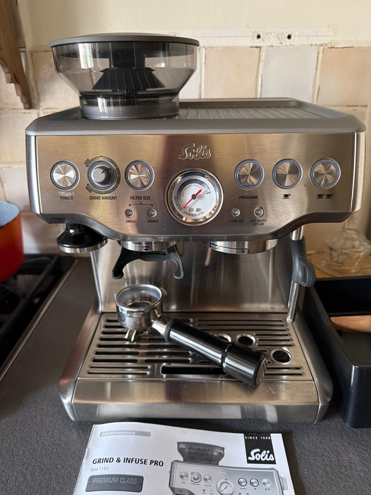 Solis Grind & Infuse Pro Espressomachine - Type 115A, Ophalen, Afneembaar waterreservoir, Gebruikt, Espresso apparaat