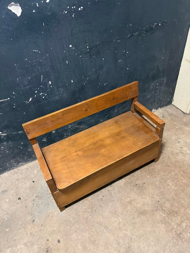 Antiek vintage kinder klep bankje hout, Kinderen en Baby's, Kinderkamer | Overige Meubels, Ophalen, Zo goed als nieuw, Overige typen
