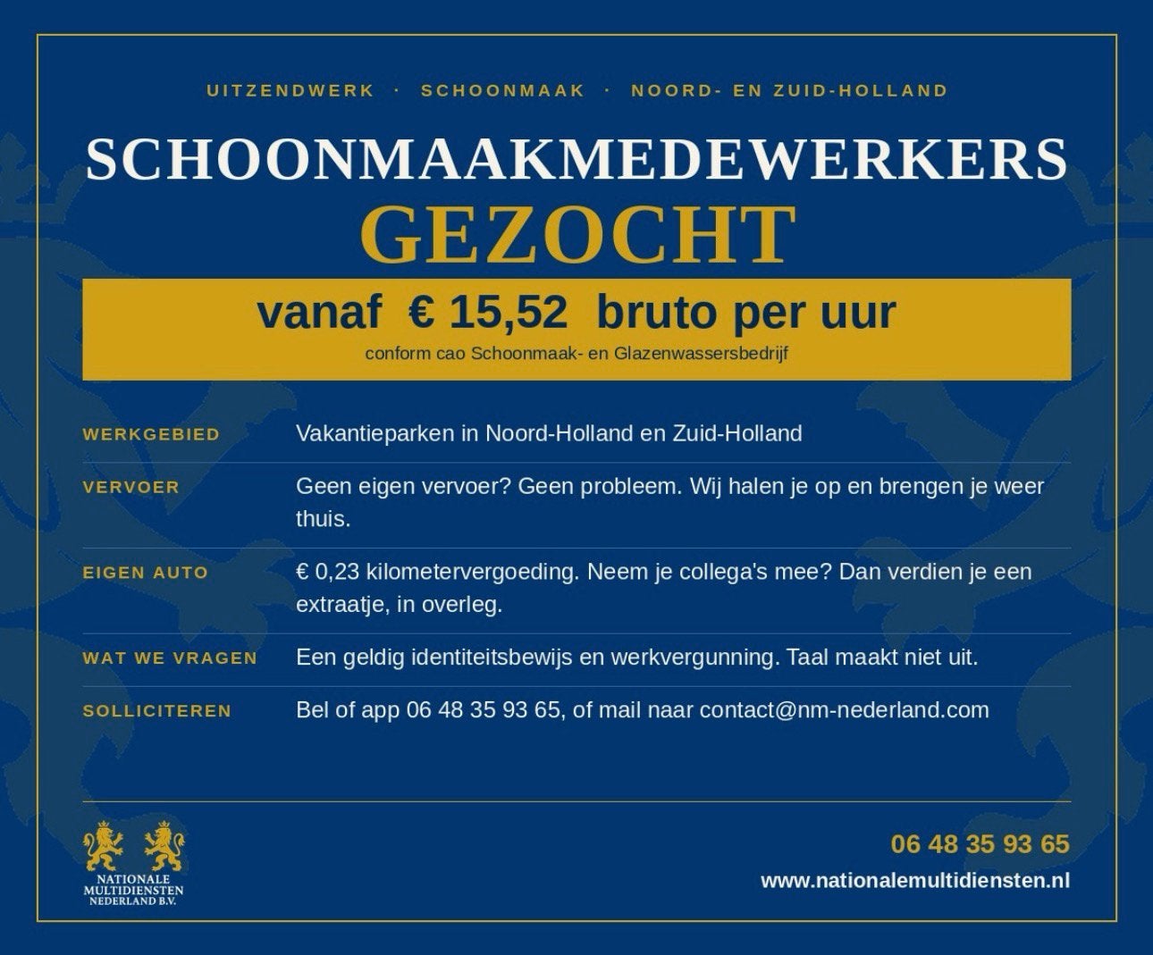 Schoonmaakmedewerkers gezocht – Noord- en Zuid-Holland, Vacatures, Overige niveaus, Starter, Overige vormen