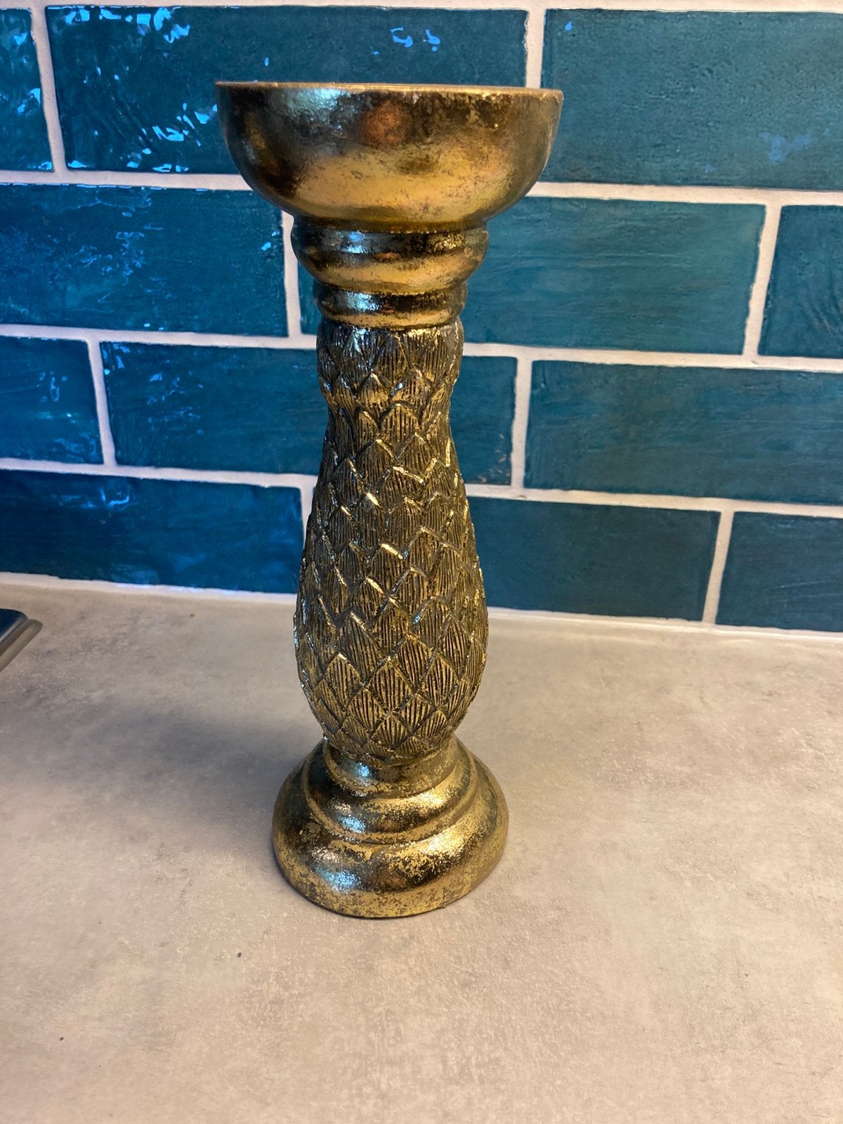 Gouden kandelaar, Ophalen, Gebruikt, 24 cm, Kandelaar