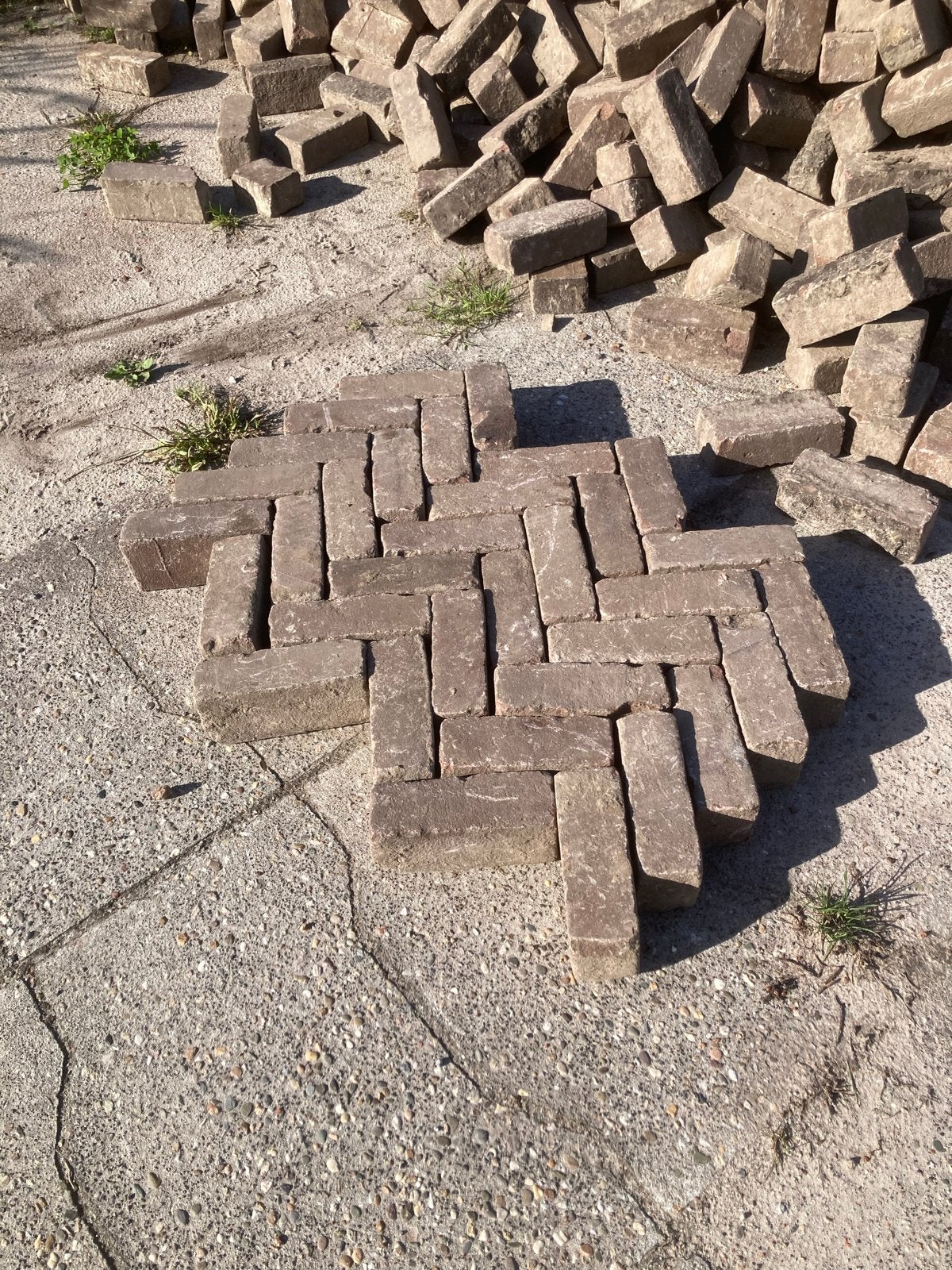 Ca. 100m2 gebakken dikformaat klinkers, Ophalen, Gebruikt, Keramiek, Klinkers
