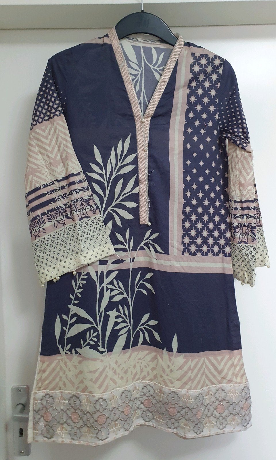Prachtige Indiase/Pakistaanse Kurta jurk tuniek - Maat XS, Blauw, Ophalen of Verzenden, Zo goed als nieuw, Knielengte