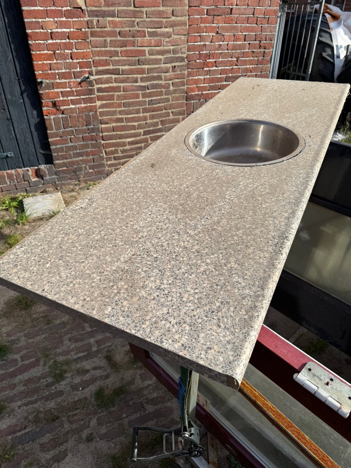 Keukenblad met spoelbak 180x60, Ophalen, Zo goed als nieuw, Minder dan 100 cm