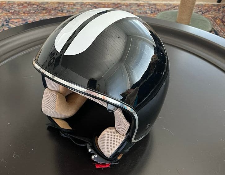 Vito Scooterhelm Maat S Zwart met Witte Strepen, Fietsen en Brommers, Brommerhelmen, Ophalen of Verzenden, Zo goed als nieuw, Small