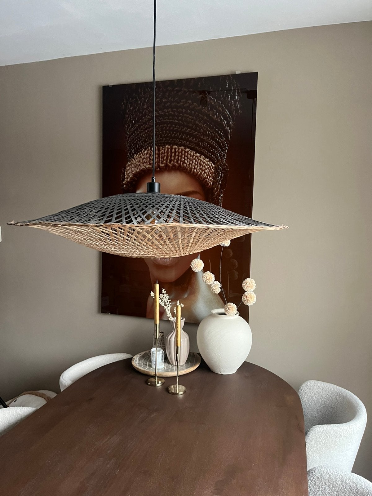Good & Mojo hanglamp, handgemaakt,  90 cm, Ophalen, Gebruikt, Hout, Minder dan 50 cm