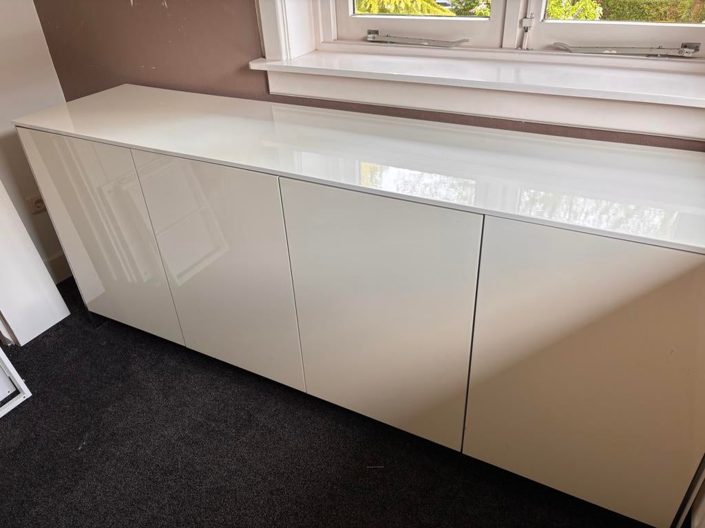 Dressoir, hoogglans wit, Ophalen of Verzenden, 200 cm of meer, Modern, 25 tot 50 cm