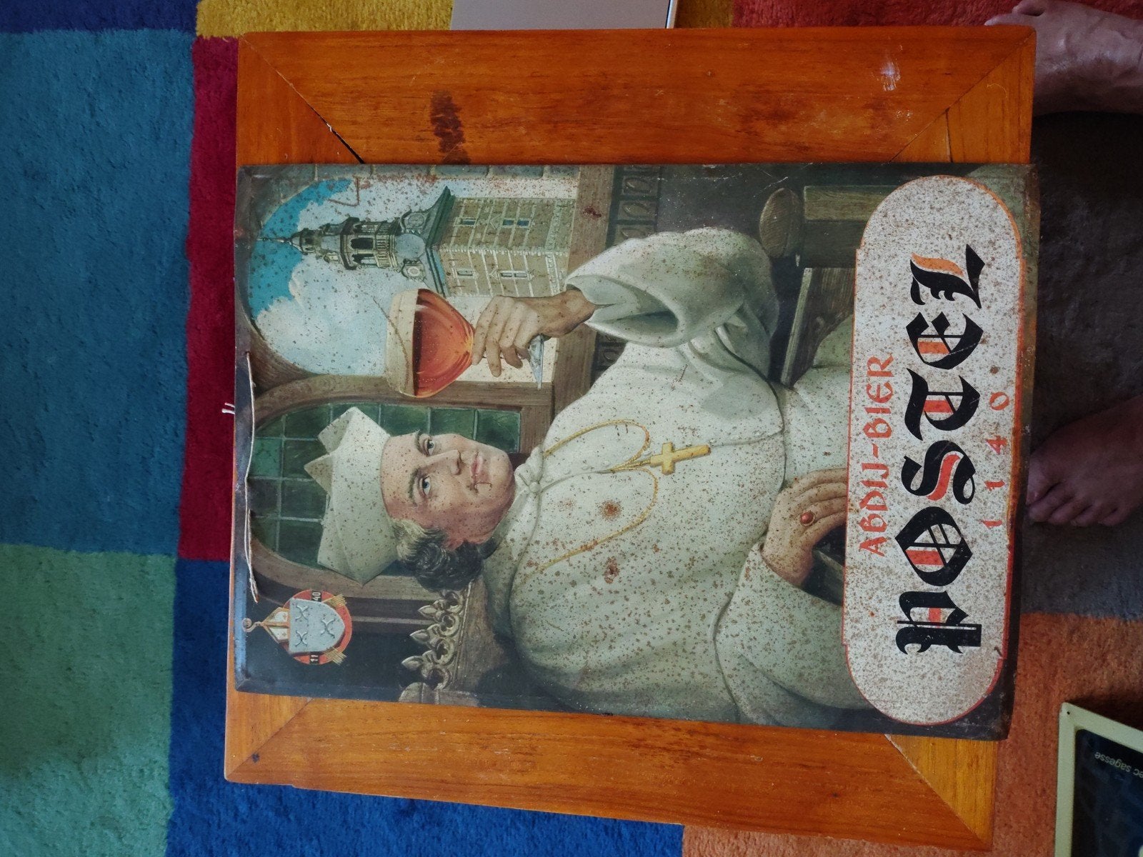 Vintage Abdij-Bier Nostell 1140 reclamebord, 50x35 cm, Ophalen of Verzenden