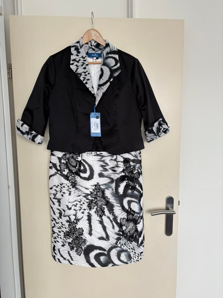 Feestelijke chique jurk met jasje, Kleding | Dames, Jurken, Maat 38/40 (M), Wit, Nieuw, Ophalen of Verzenden