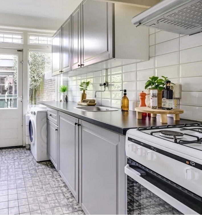 Keuken van 3 meter in goede staat met los fornuis, Huis en Inrichting, Keuken | Complete keukens, Ophalen, Gebruikt, Enkelwandige keuken