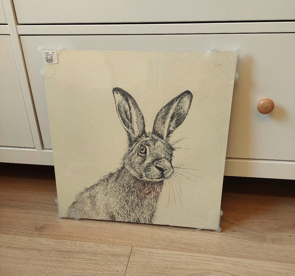 Nieuw wandpaneel met haas 40x40 cm decoratie kinderkamer, Ophalen of Verzenden, Nieuw, Ophangbaar, Wanddecoratie