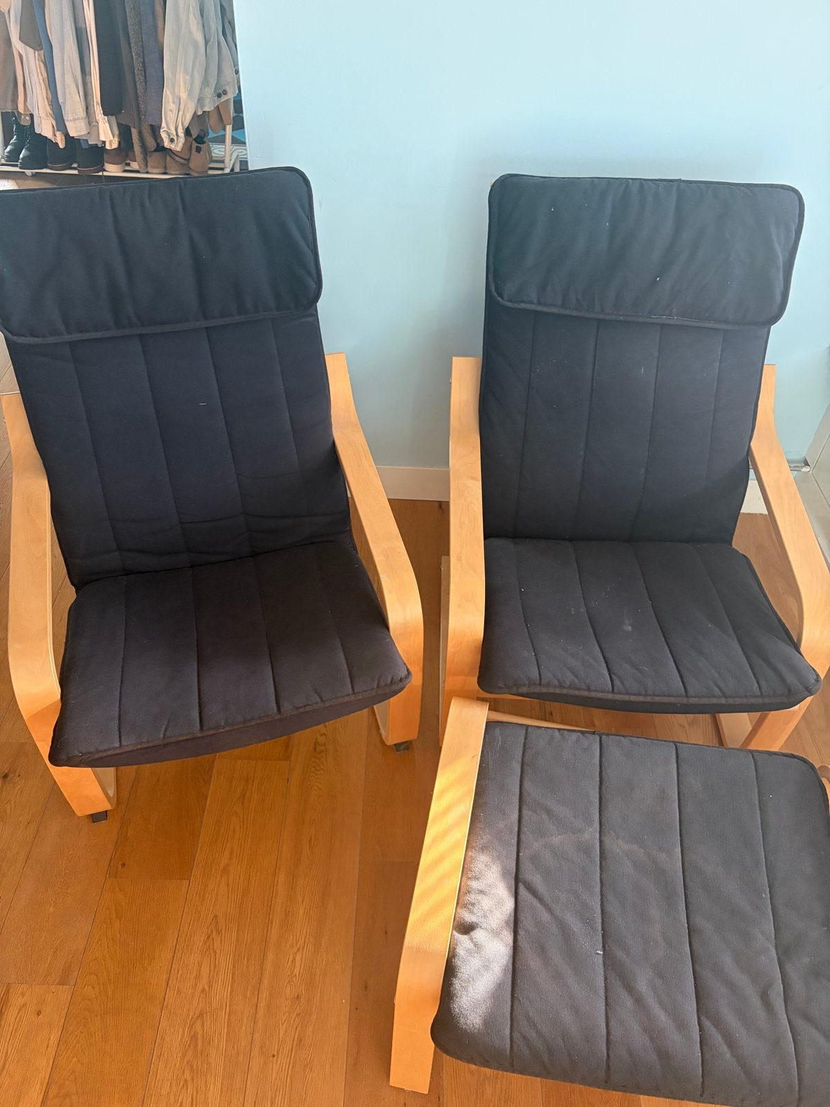 2x IKEA POANG met wasbare hoezen - Zwart, Ophalen, Gebruikt, Twee, Zwart