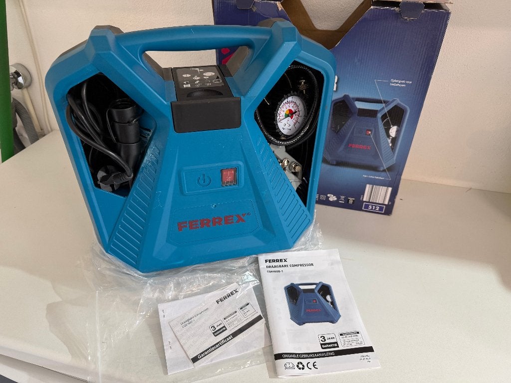 Ferrex draagbare compressor (nieuw), 6 tot 10 bar, Nieuw, Ophalen of Verzenden, Minder dan 200 liter/min