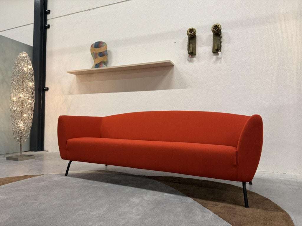 Nieuw Gelderland 6250 bank 3 zits rood Rime stof 214, Huis en Inrichting, Ophalen of Verzenden, Rechte bank, Info@gelderlanddesign.com