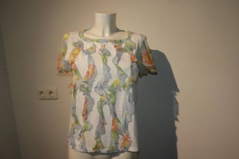 Blumarine eerstelijns shirt zijde voilants en mouwtjes S, Blumarine, Verzenden, Wit, Zo goed als nieuw