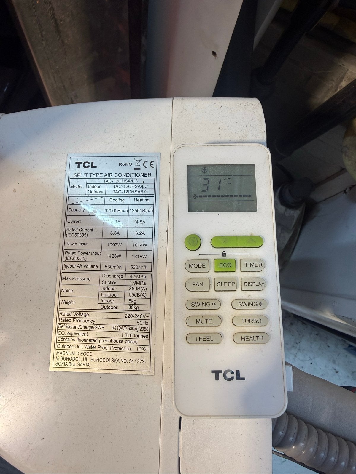 TCL Split Type Air Conditioner (airco) Tac-12, Witgoed en Apparatuur, Gebruikt, 3 snelheden of meer, Ophalen of Verzenden, Koelen en Ontvochtigen