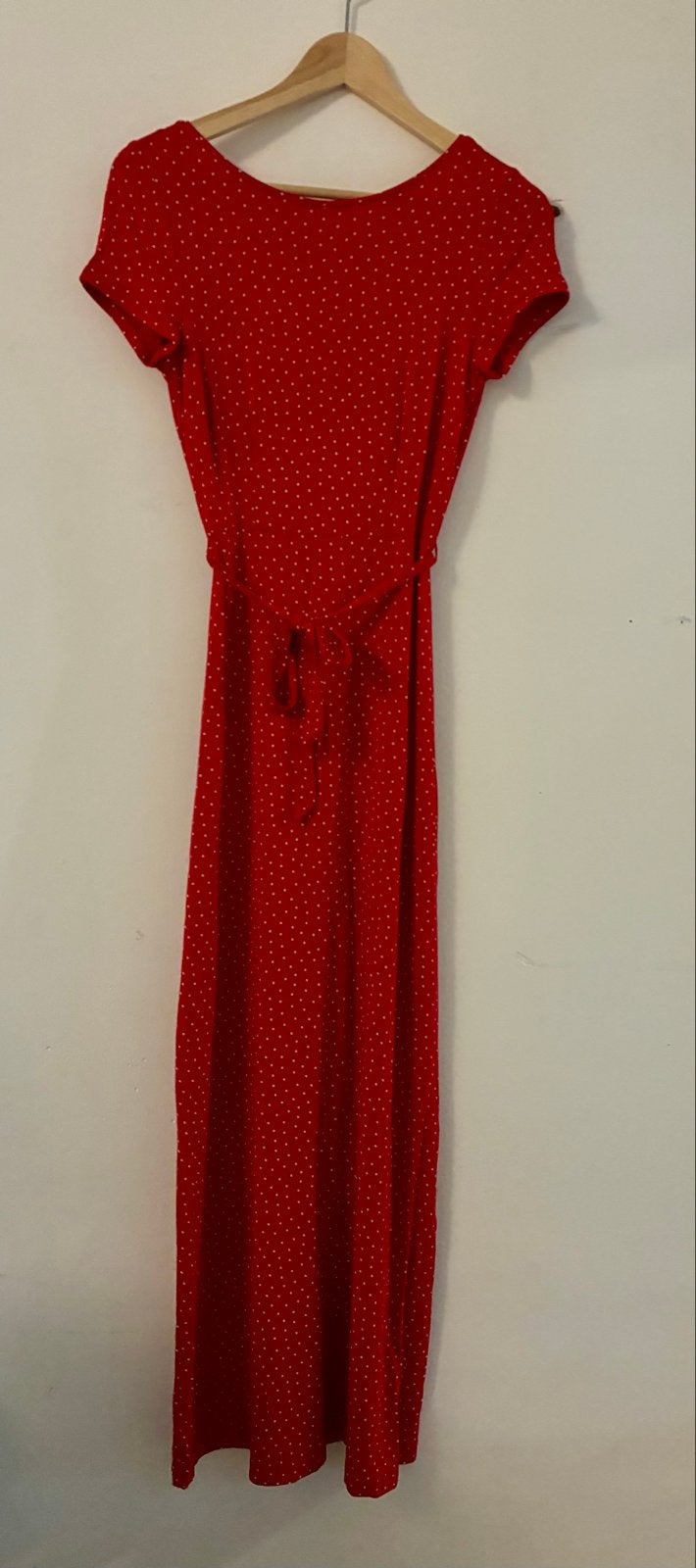 King Louie Maxi Jurk vuur Rood met Stippen 💃🏼- Maat XS, Ophalen of Verzenden, Zo goed als nieuw, Maat 34 (XS) of kleiner, Rood