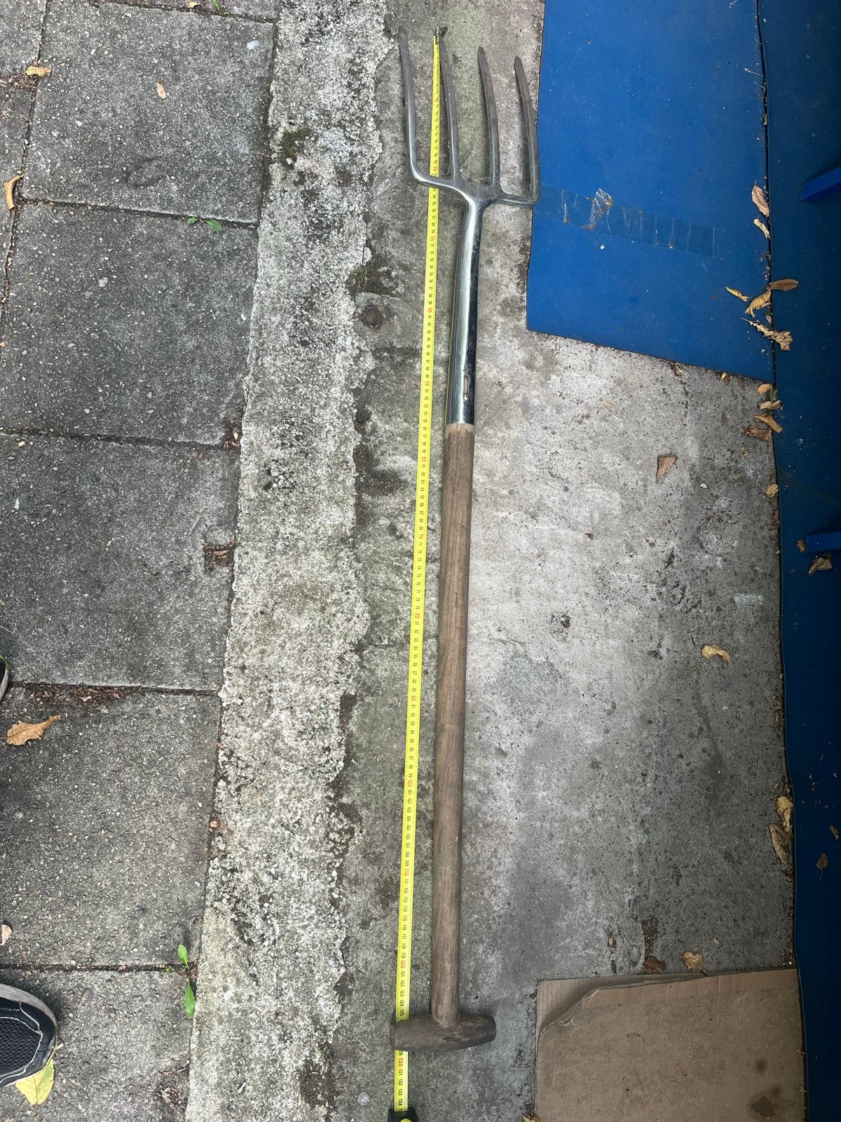 Robuuste tuinvork met houten steel - 130 cm, Ophalen, Gebruikt, Vork