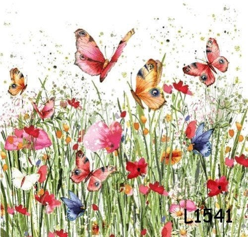 Servetten decoupage/bullet journal - bloemen vlinders L1541, Verzenden, Nieuw