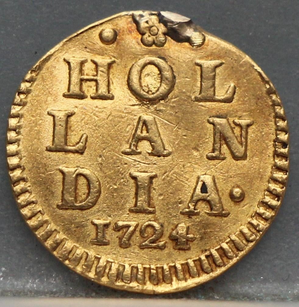 Gouden 1 stuiver 1724 - wapenstuiver 1724 Holland, Vóór koninkrijk, Verzenden, Losse munt, Goud
