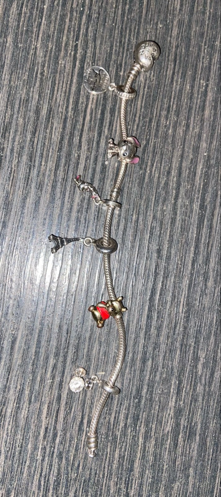 Pandora bedelarmband met diverse bedels (Stitch en etc), Gebruikt, Ophalen of Verzenden, Met bedels of kralen, Zilver