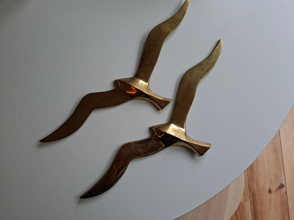 Vintage messing wandvogels wanddecoratie (set van 2), Ophalen of Verzenden, Koper