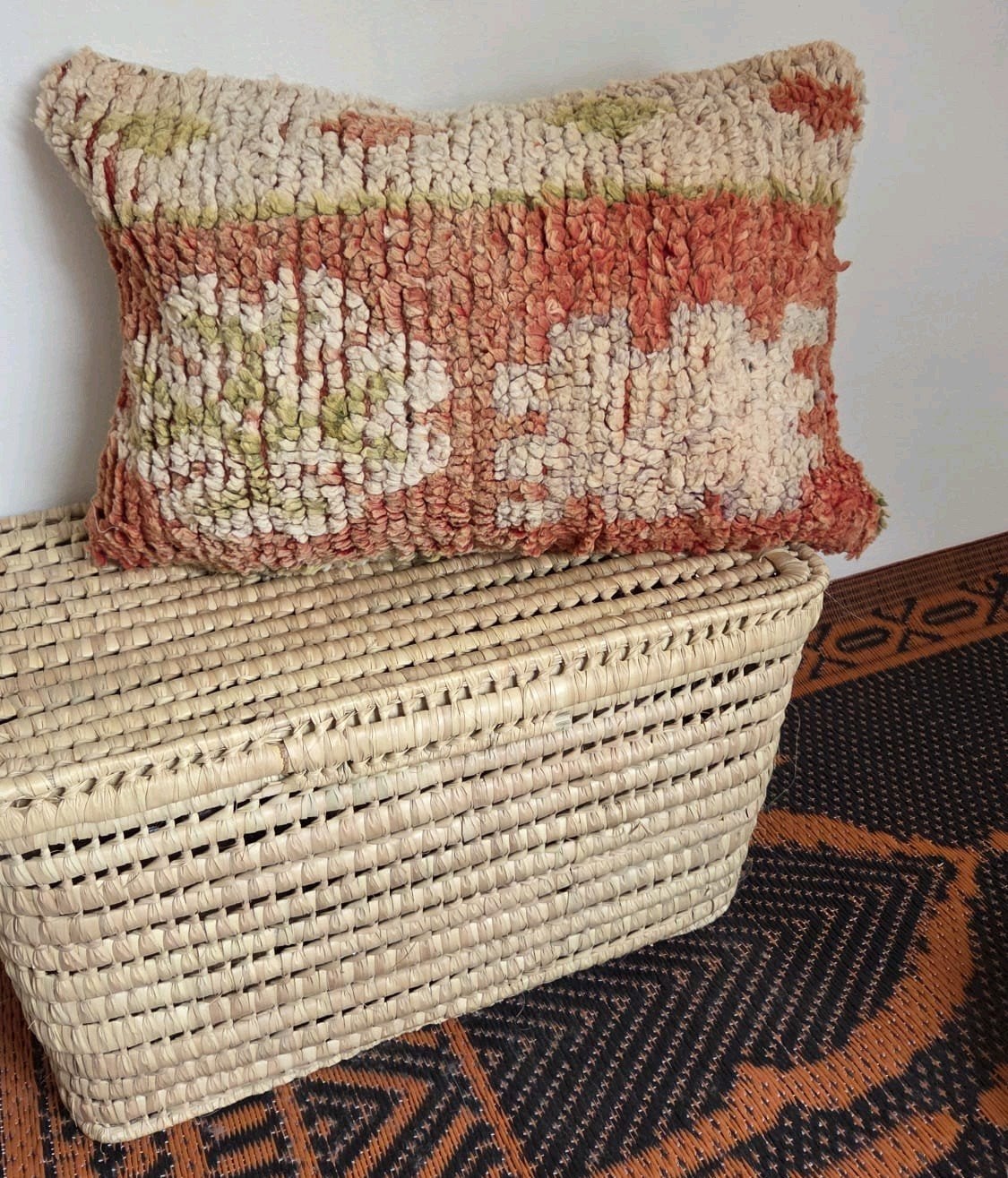 Vintage Marokkaans Berber Kussen - Handgemaakt, Huis en Inrichting, Overige merken, Gebruikt, Meerkleurig, Ophalen of Verzenden