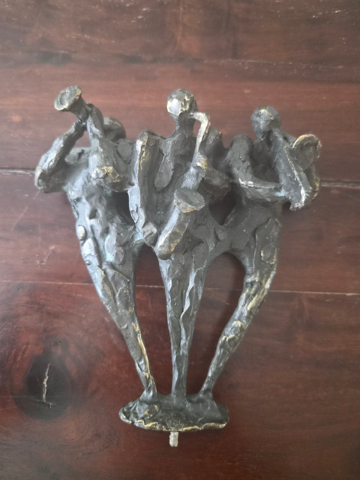 Bronzen beeldje 'Muzikanten' - 13x14 cm, Groep mensen, Minder dan 20 cm, Ophalen of Verzenden, Beeld