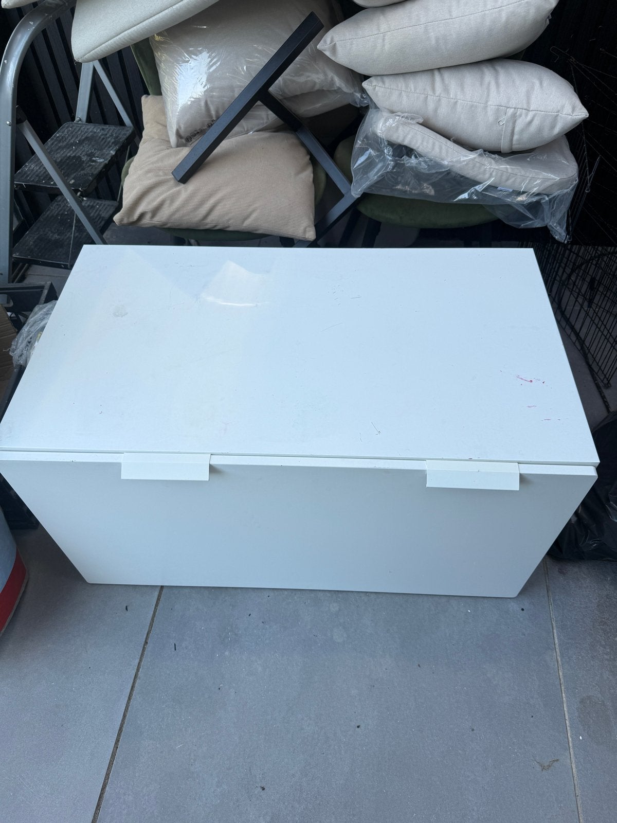 Wit IKEA kinderbureau / opbergbank met grote lade, Ophalen, Gebruikt