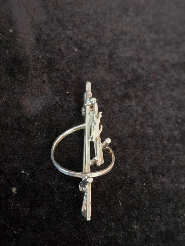 Prachtige broche, zilver, ontwerp Anneke Schat,  gemerkt, 4 tot 7 cm, Ophalen of Verzenden, Zo goed als nieuw, Zilver
