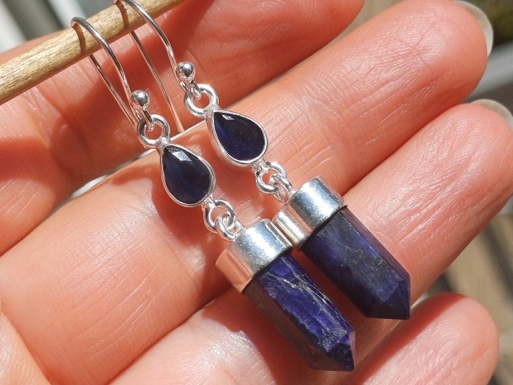 Vanoli 925 zilveren oorbellen met ioliet en lapislazuli, Daiva1973@hotmail.com, Hangers, Vanoli, Blauw