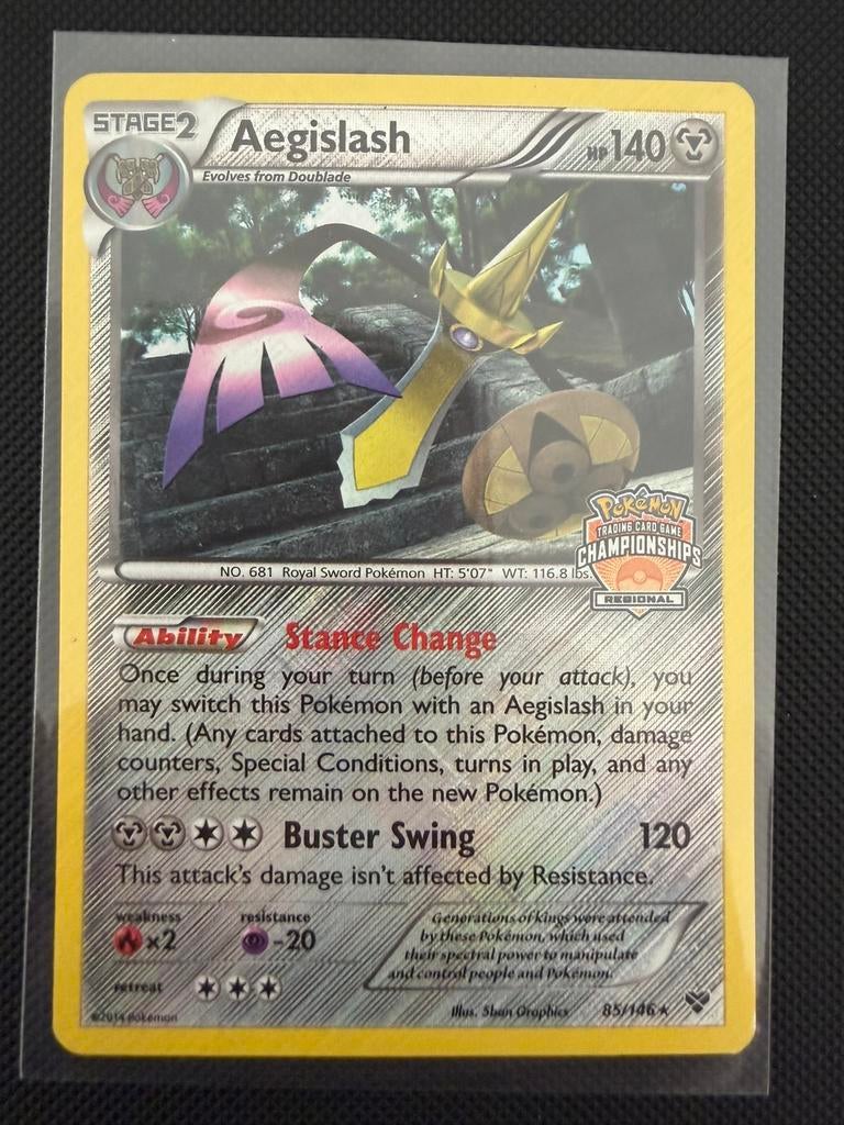 Pokemon kaart - aegislash world championship stamp, Ophalen of Verzenden, Zo goed als nieuw