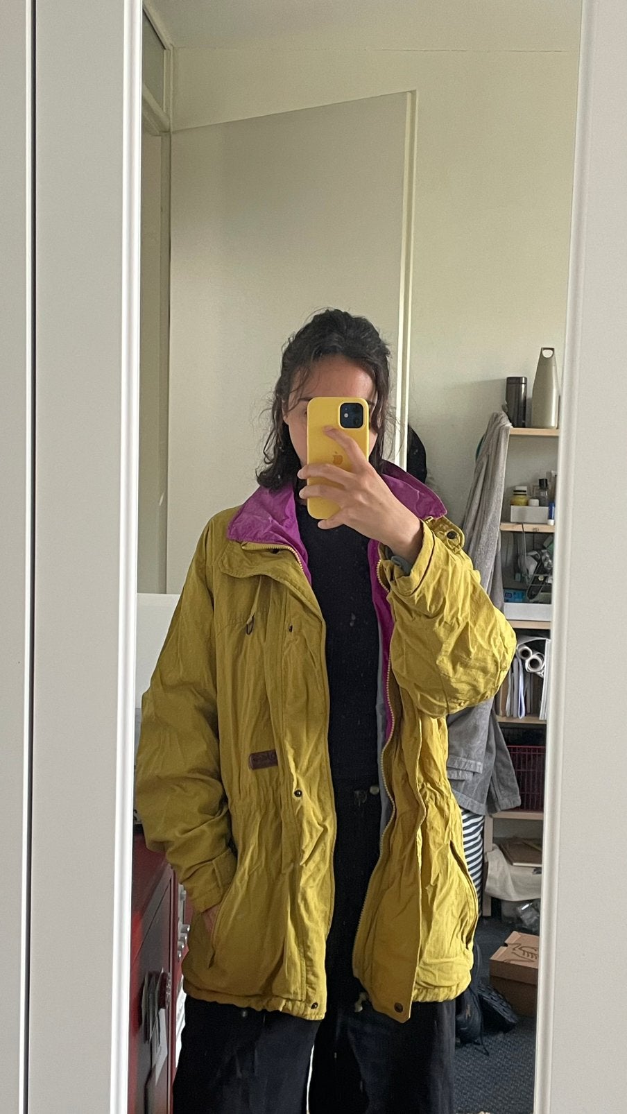 Vintage outdoor dames jas, Kleding | Dames, Ophalen of Verzenden, Gedragen, Geel