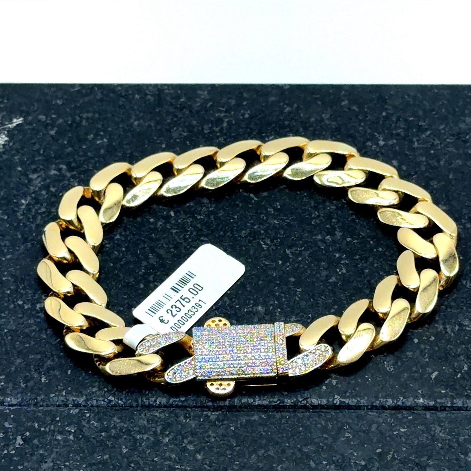 Gouden coban link armband 14karaats, Sieraden, Tassen en Uiterlijk, Armbanden, Nieuw, Goud, Goud, Met edelsteen, Ophalen of Verzenden