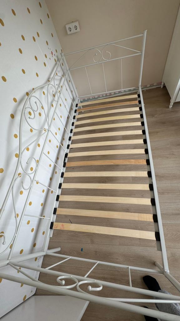 1 persoons bed, Ophalen of Verzenden, Gebruikt, 180 cm of meer, 85 tot 100 cm