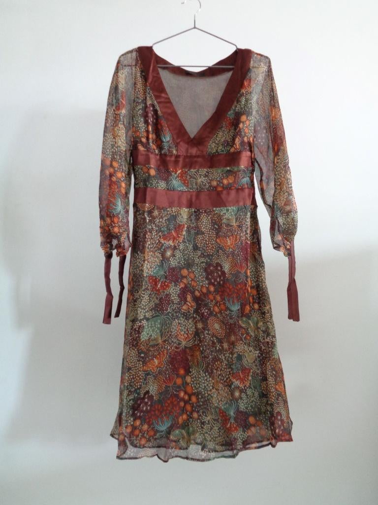 Jorando Italy designer jurk zijde maat small Nieuw, Bruin, Nieuw, Ophalen of Verzenden, Knielengte