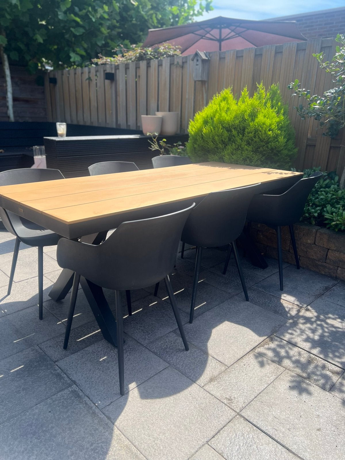 Tuintafel met 6 stoelen, Tuin en Terras, Tuinsets en Loungesets, Ophalen, Gebruikt, Aluminium