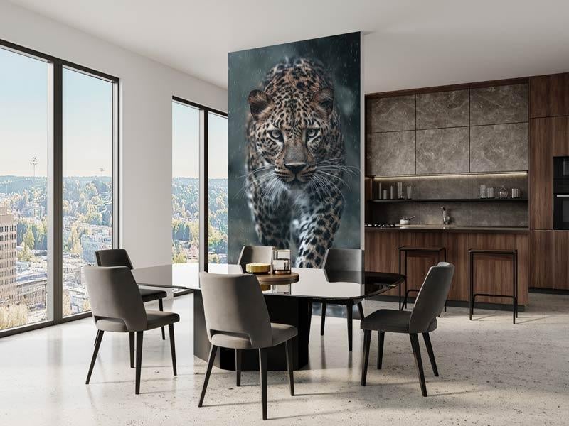 Fotobehang  Behang - Panter - Luipaard in Tropisch Regenwoud, Huis en Inrichting, Stoffering | Behang, Verzenden, Grijs, Minder dan 10 m²