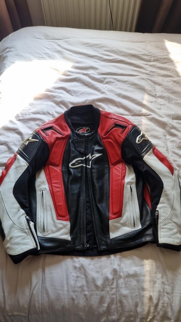 Alpinestars Leren Motorjas Maat 52 - Rood/Wit/Zwart, Motoren, Kleding | Motorkleding, Heren, Jas | leer, Ophalen of Verzenden